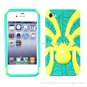 2-in-1 Cases for iPhone 4S, PC + Silicone, Various Colors Available